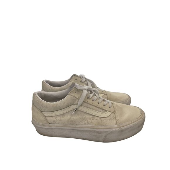 Vans Old Skool unisex size  Womens 7.5 Mens 6 Beige Suede Canvas Sneakers shoes - Picture 5 of 8